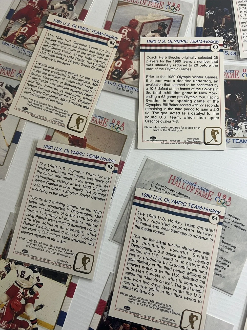 40 Vintage 1980 U.S. Olympic Ice Hockey Trading Cards